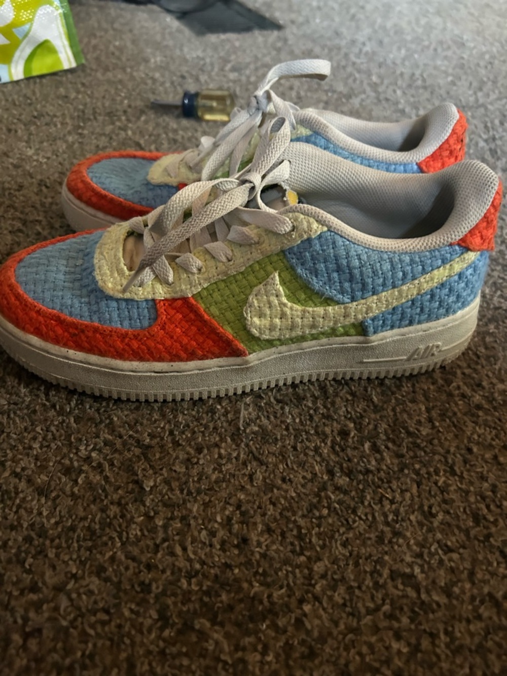 Nike hemp Air Force one Multi-Color Fashion Sneakers - White/Blue/Orange/Green